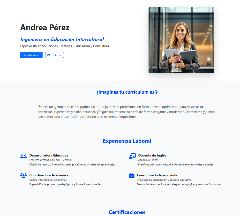 Portafolios y CVs en formato web